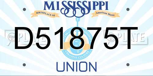 D51875T Mississippi License Plate