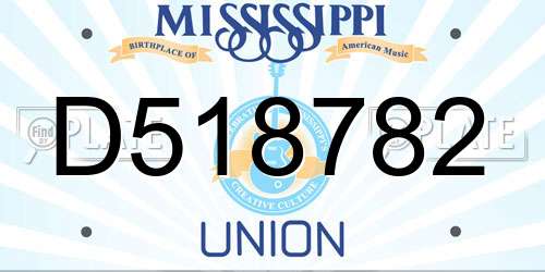 D518782 Mississippi License Plate