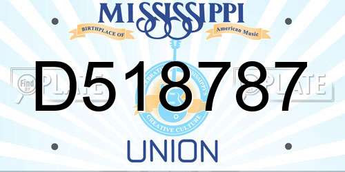 D518787 Mississippi License Plate