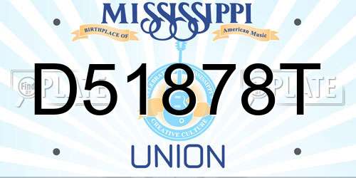 D51878T Mississippi License Plate