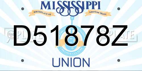 D51878Z Mississippi License Plate