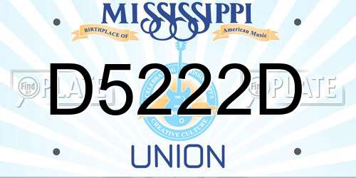D5222D Mississippi License Plate