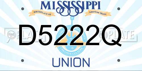 D5222Q Mississippi License Plate