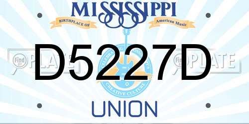 D5227D Mississippi License Plate