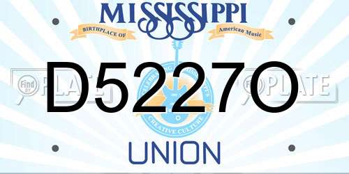 D5227O Mississippi License Plate