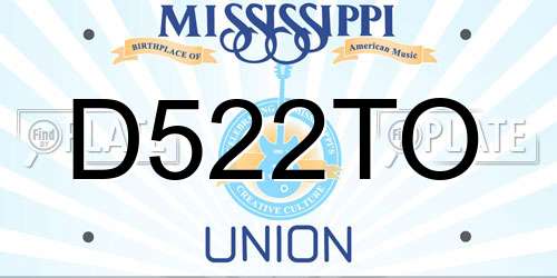 D522TO Mississippi License Plate