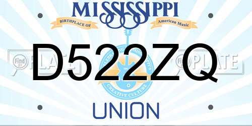 D522ZQ Mississippi License Plate