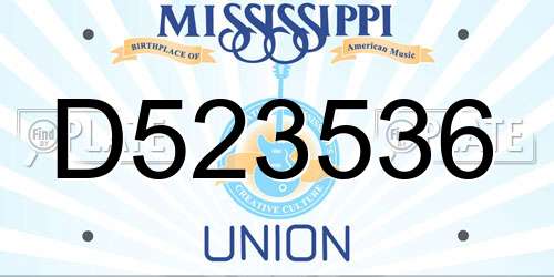 D523536 Mississippi License Plate