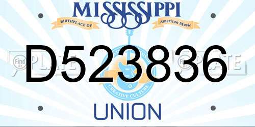 D523836 Mississippi License Plate