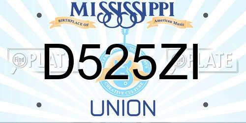 D525ZI Mississippi License Plate