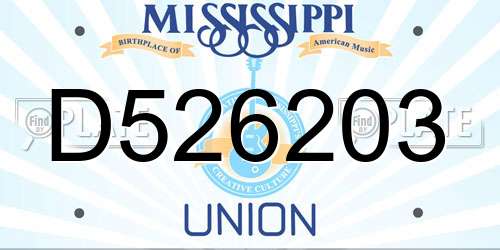 D526203 Mississippi License Plate