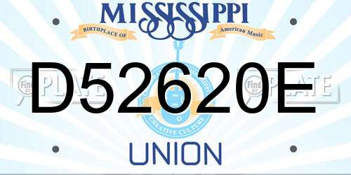 D52620E Mississippi License Plate