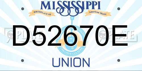 D52670E Mississippi License Plate