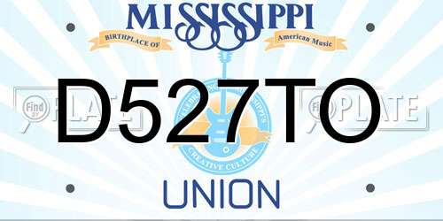 D527TO Mississippi License Plate