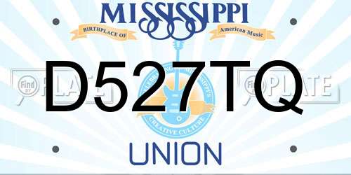 D527TQ Mississippi License Plate