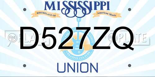 D527ZQ Mississippi License Plate