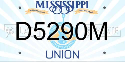 D5290M Mississippi License Plate