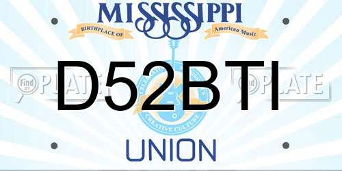 D52BTI Mississippi License Plate