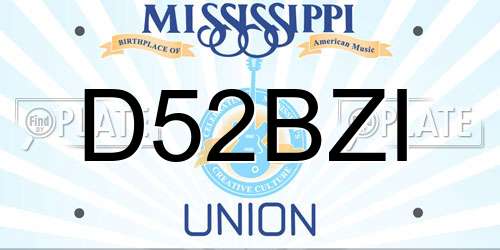 D52BZI Mississippi License Plate