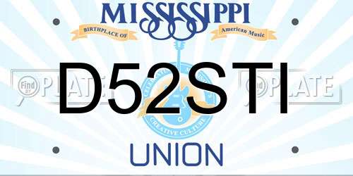 D52STI Mississippi License Plate