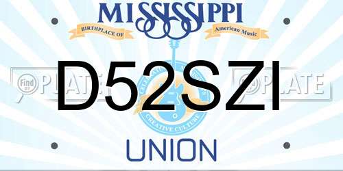 D52SZI Mississippi License Plate