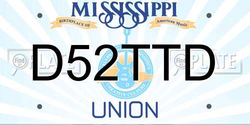 D52TTD Mississippi License Plate