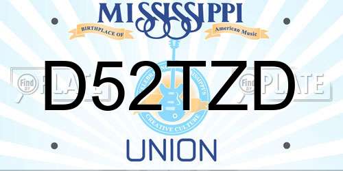 D52TZD Mississippi License Plate