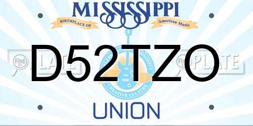 D52TZO Mississippi License Plate
