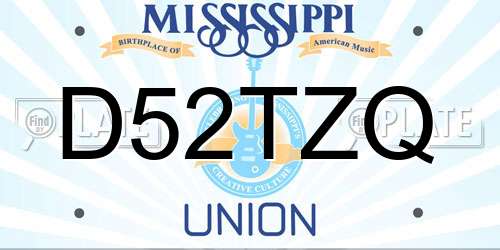 D52TZQ Mississippi License Plate
