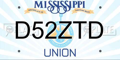 D52ZTD Mississippi License Plate