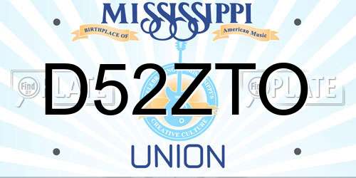 D52ZTO Mississippi License Plate