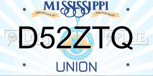D52ZTQ Mississippi License Plate
