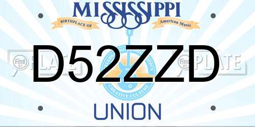D52ZZD Mississippi License Plate