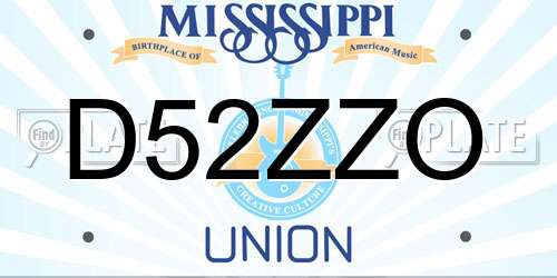 D52ZZO Mississippi License Plate