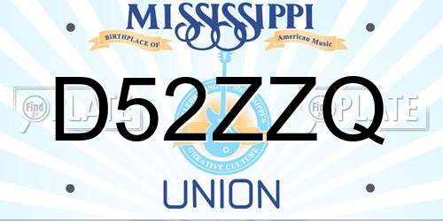 D52ZZQ Mississippi License Plate