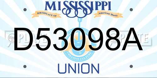 D53098A Mississippi License Plate