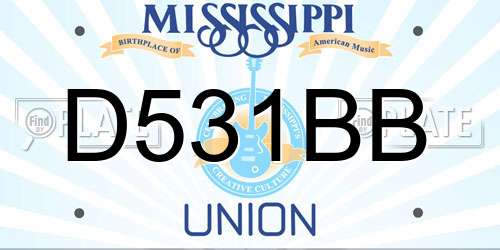 D531BB Mississippi License Plate