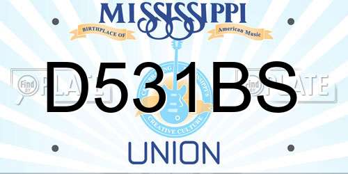D531BS Mississippi License Plate