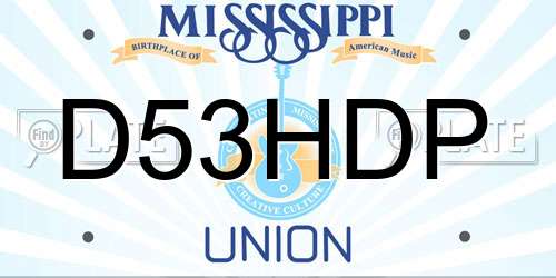 D53HDP Mississippi License Plate