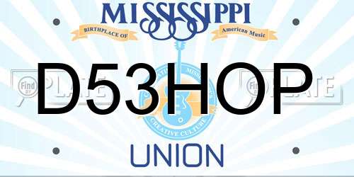 D53HOP Mississippi License Plate