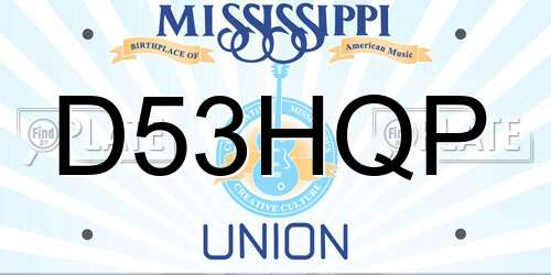 D53HQP Mississippi License Plate