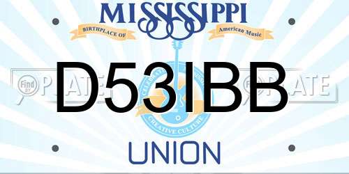 D53IBB Mississippi License Plate