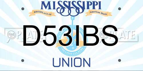 D53IBS Mississippi License Plate