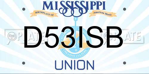 D53ISB Mississippi License Plate