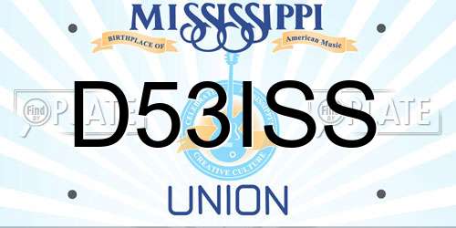 D53ISS Mississippi License Plate