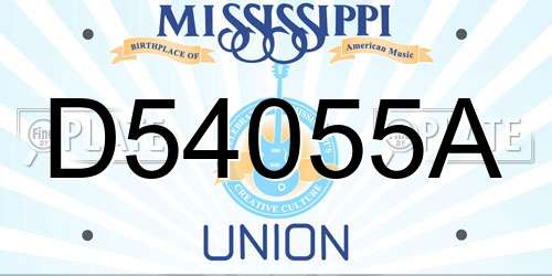 D54055A Mississippi License Plate