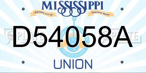 D54058A Mississippi License Plate