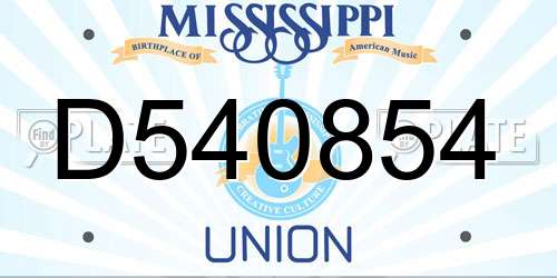 D540854 Mississippi License Plate