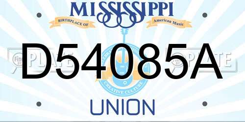 D54085A Mississippi License Plate