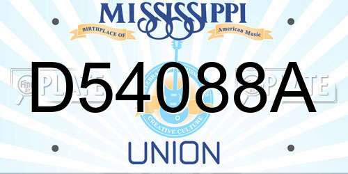 D54088A Mississippi License Plate